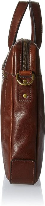 Fossil Men's Haskell Leather Double Zip Briefcase Messenger Laptop Bag, Cognac , (Model: MBG9342222) - Image 3
